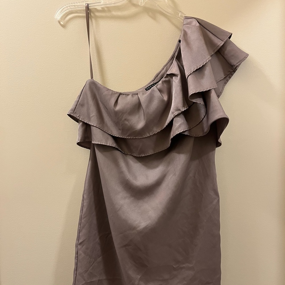 Apostrophe beige one shoulder dress